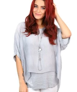 Jenny Jazz Primadonna Shimmer Top - Silver Stripe - JJ19