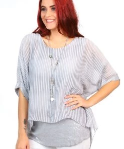 Jenny Jazz Primadonna Shimmer Top - Silver Stripe - JJ19