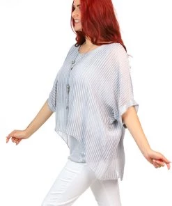 Jenny Jazz Primadonna Shimmer Top - Silver Stripe - JJ19