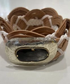 Miss June Accessories Leather Plaite BoHo Belt | Cream | M69