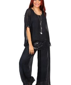 Jenny Jazz Primadonna Shimmer Top - Black Stripe - JJ19