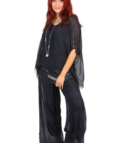 Jenny Jazz Primadonna Shimmer Top - Black Stripe - JJ19
