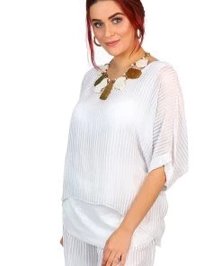 Jenny Jazz Primadonna Shimmer Top | White Stripe | JJ19