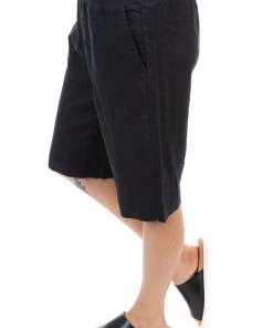 Gordon Smith Jersey Waist Linen Shorts | Black | GS8