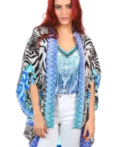 Fashion Spectrum Zebra Short Cape - Blue