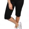 Cafe Latte Shorts Stretch Pull On Jean Short | Black | CL4