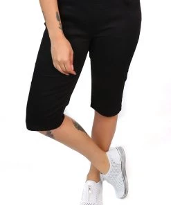 Cafe Latte Shorts Stretch Pull On Jean Short | Black | CL4
