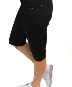 Cafe Latte Shorts Stretch Pull On Jean Short | Black | CL4