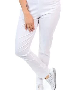 Foil Long Slim Trapeze Pants | White | F18