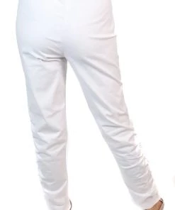 Cafe Latte Gathered Size Zip Pants | White | CL1