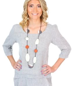 J Generation Stina Linen Top - Light Grey