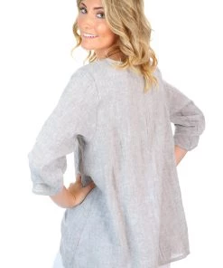 J Generation Stina Linen Top - Light Grey