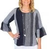 J Generation Isolina Linen Top - Blue Grey