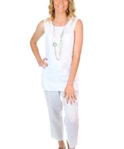 Philosophy Bollie Roll Up Linen Pants | Silver