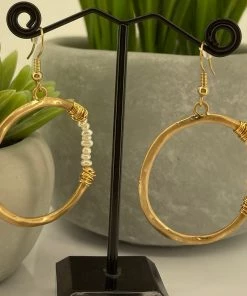 Cindy G / Jewellery Matt Gold Earring - Baby Pearl - CG31