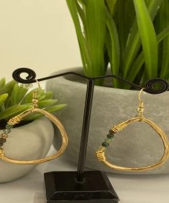 Cindy G / Jewellery Matt Gold Earing - Natural Stone - CG30