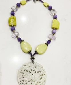 Jewellery Jade And Amethyst Necklace - Elfy - ELF6