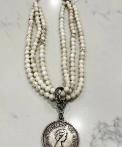 Pizazz Boutique Jewellery Cream Howlite Coin Necklace - BS1