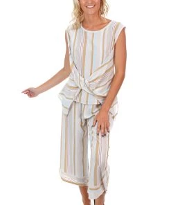 Jenny Jazz Primadonna Cross Over Top - Beige Tops