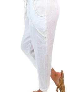 The Italian Cartel Linen Messina Pants | White | IC28