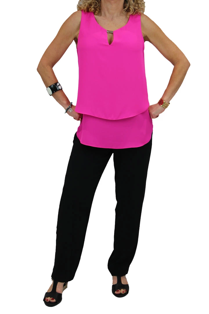 Joseph Ribkoff Tops Neon Pink Layer Top - 181293 5 Joseph Ribkoff Tops Neon Pink Layer Top - 181293
