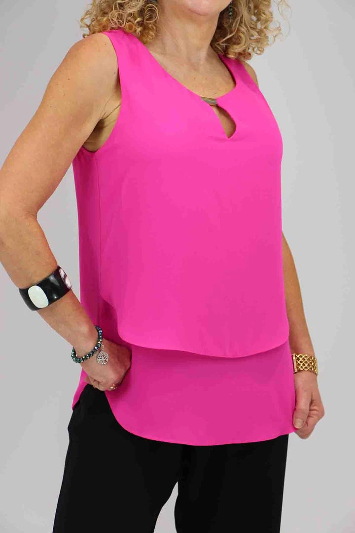 Joseph Ribkoff Tops Neon Pink Layer Top - 181293 4 Joseph Ribkoff Tops Neon Pink Layer Top - 181293