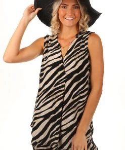 Ping Pong Sleeveless Abstract Print Top Tops