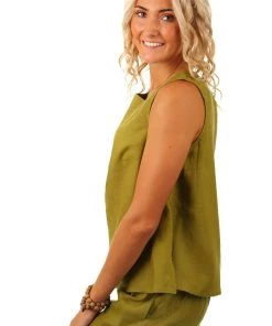 See Saw Linen Round Neck Tank | Fig | S