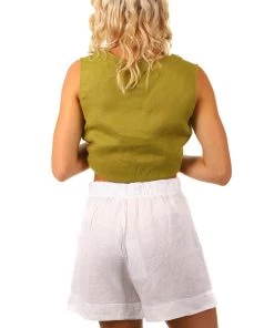 So French So Chic Linen Tailored Shorts - White