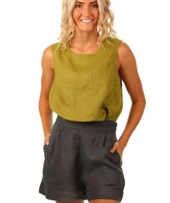 So French So Chic Tailored Shorts - Charcoal Linen
