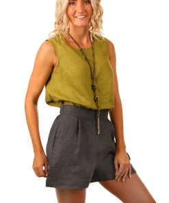 So French So Chic Tailored Shorts - Charcoal Linen