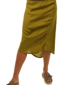 See Saw Ribbed Waist Drawstring Skirt - Fig Linen