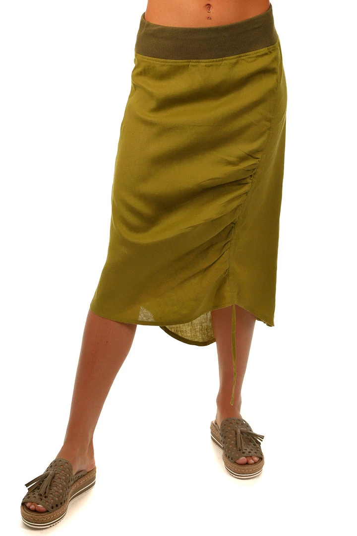 See Saw Ribbed Waist Drawstring Skirt - Fig Linen 2 See Saw Ribbed Waist Drawstring Skirt - Fig Linen