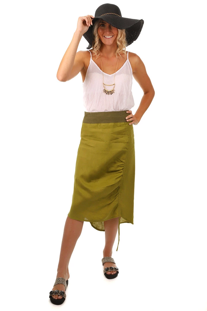 See Saw Ribbed Waist Drawstring Skirt - Fig Linen 3 See Saw Ribbed Waist Drawstring Skirt - Fig Linen