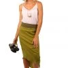 See Saw Ribbed Waist Drawstring Skirt - Fig Linen