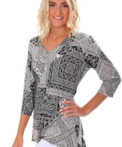 Corsican B & W Diamond Print Top | Style Belle Tops 6 Corsican B & W Diamond Print Top | Style Belle Tops