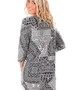 Corsican B & W Diamond Print Top | Style Belle Tops 7 Corsican B & W Diamond Print Top | Style Belle Tops