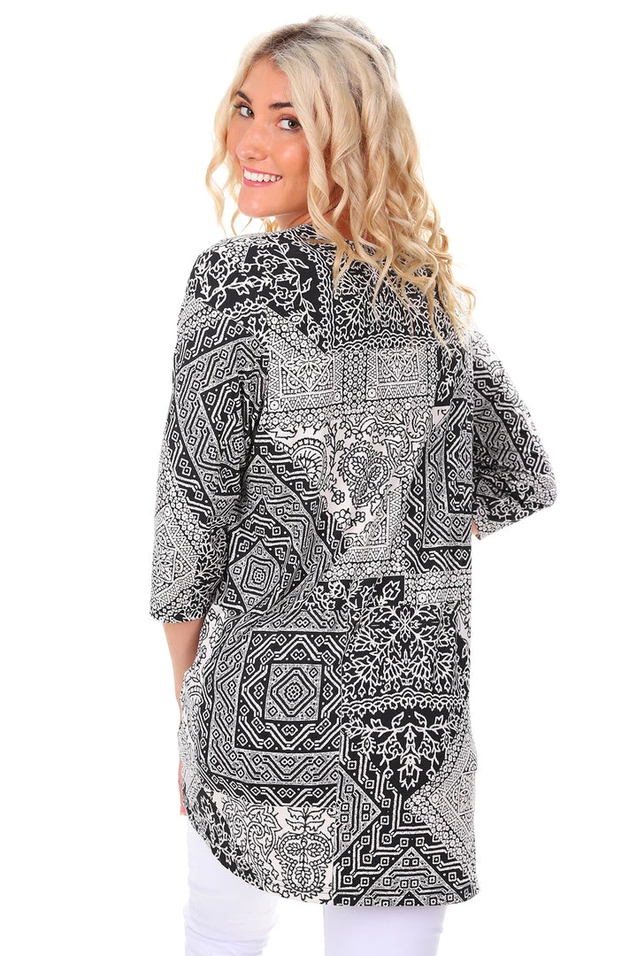 Corsican B & W Diamond Print Top | Style Belle Tops 4 Corsican B & W Diamond Print Top | Style Belle Tops