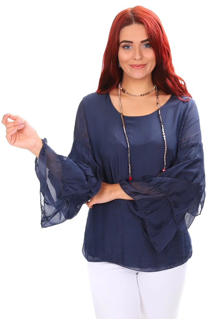 Jenny Jazz Madeline Silk Top - Navy Tops 2 Jenny Jazz Madeline Silk Top - Navy Tops