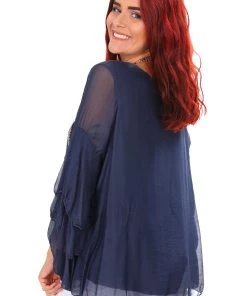 Jenny Jazz Madeline Silk Top - Navy Tops 7 Jenny Jazz Madeline Silk Top - Navy Tops