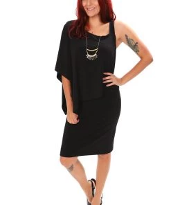 Philosophy Nora.S216 One Shoulder Dress - Black Dresses