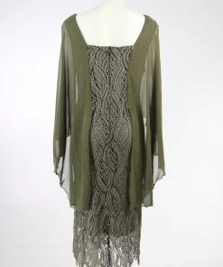 LS Collection Crystal Rivers - Olive Lace Dresses