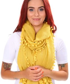 Lemon Tree Scarves/Wraps Pom Pom Scarf - Banana