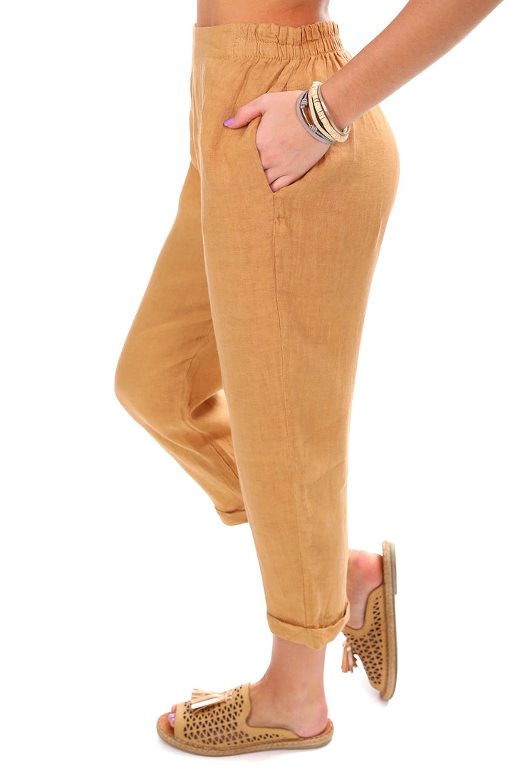 So French So Chic Jodi Linen Pants - Camello 2 So French So Chic Jodi Linen Pants - Camello