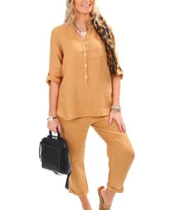 So French So Chic Rita Linen Shirt | Camello | SF7
