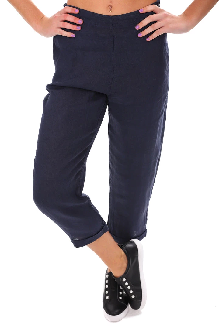 So French So Chic Jodi Linen Pants - Blue 1 So French So Chic Jodi Linen Pants - Blue