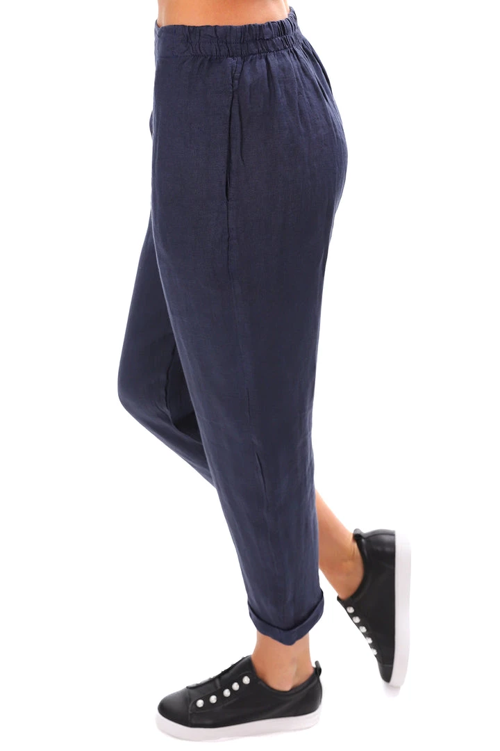 So French So Chic Jodi Linen Pants - Blue 2 So French So Chic Jodi Linen Pants - Blue