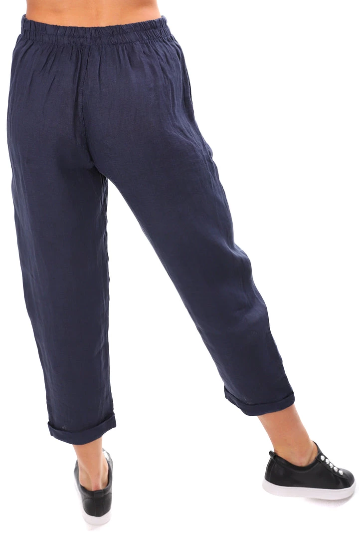 So French So Chic Jodi Linen Pants - Blue 3 So French So Chic Jodi Linen Pants - Blue