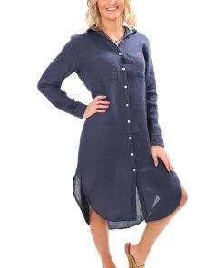 So French So Chic Sally Linen Dress | Blue | S Dresses