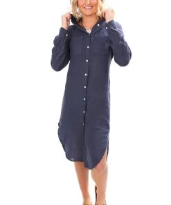 So French So Chic Sally Linen Dress | Blue | S Dresses